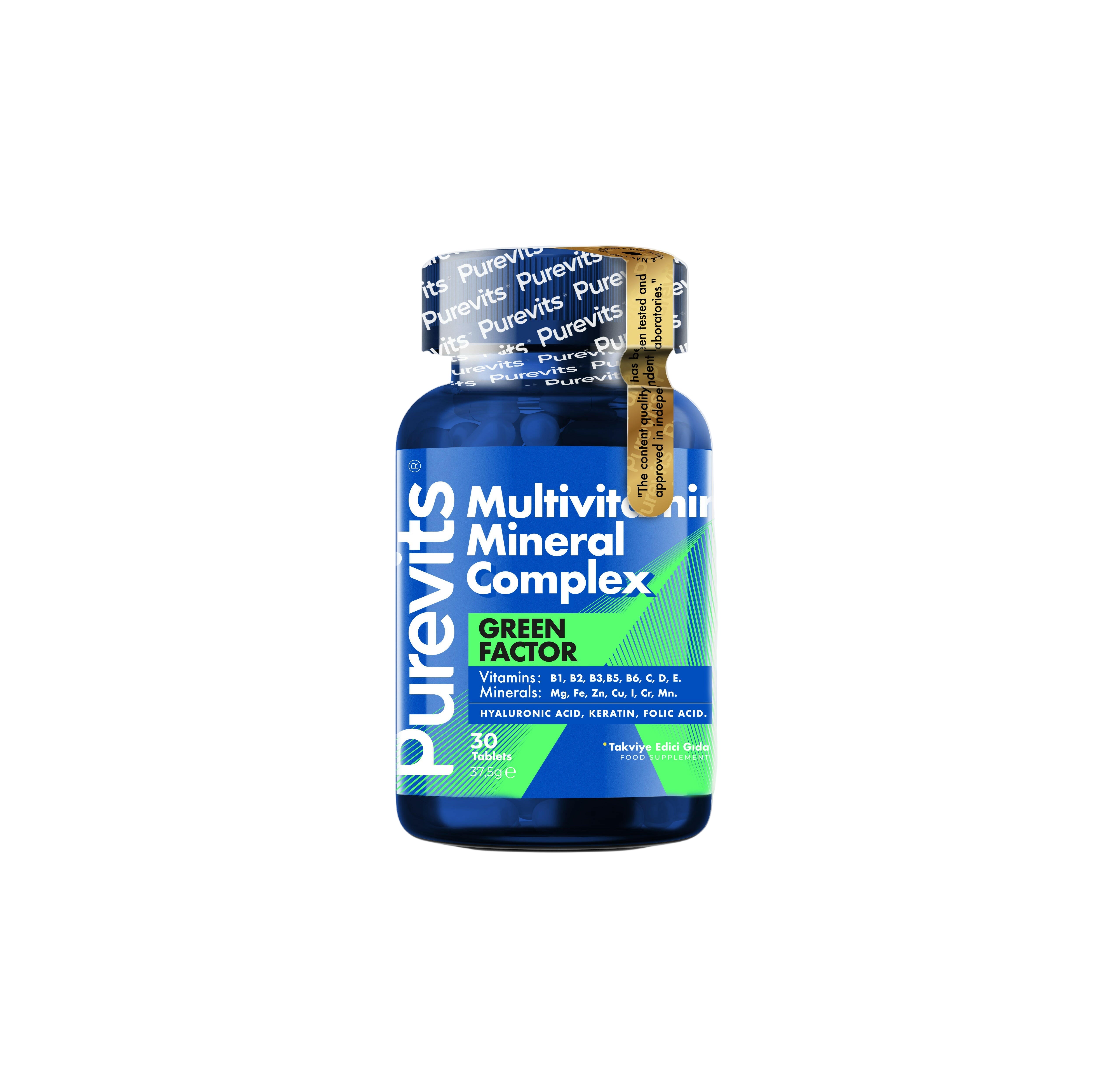Purevits Green Factor Multivitamin Mineral Complex 30 Tablet.
