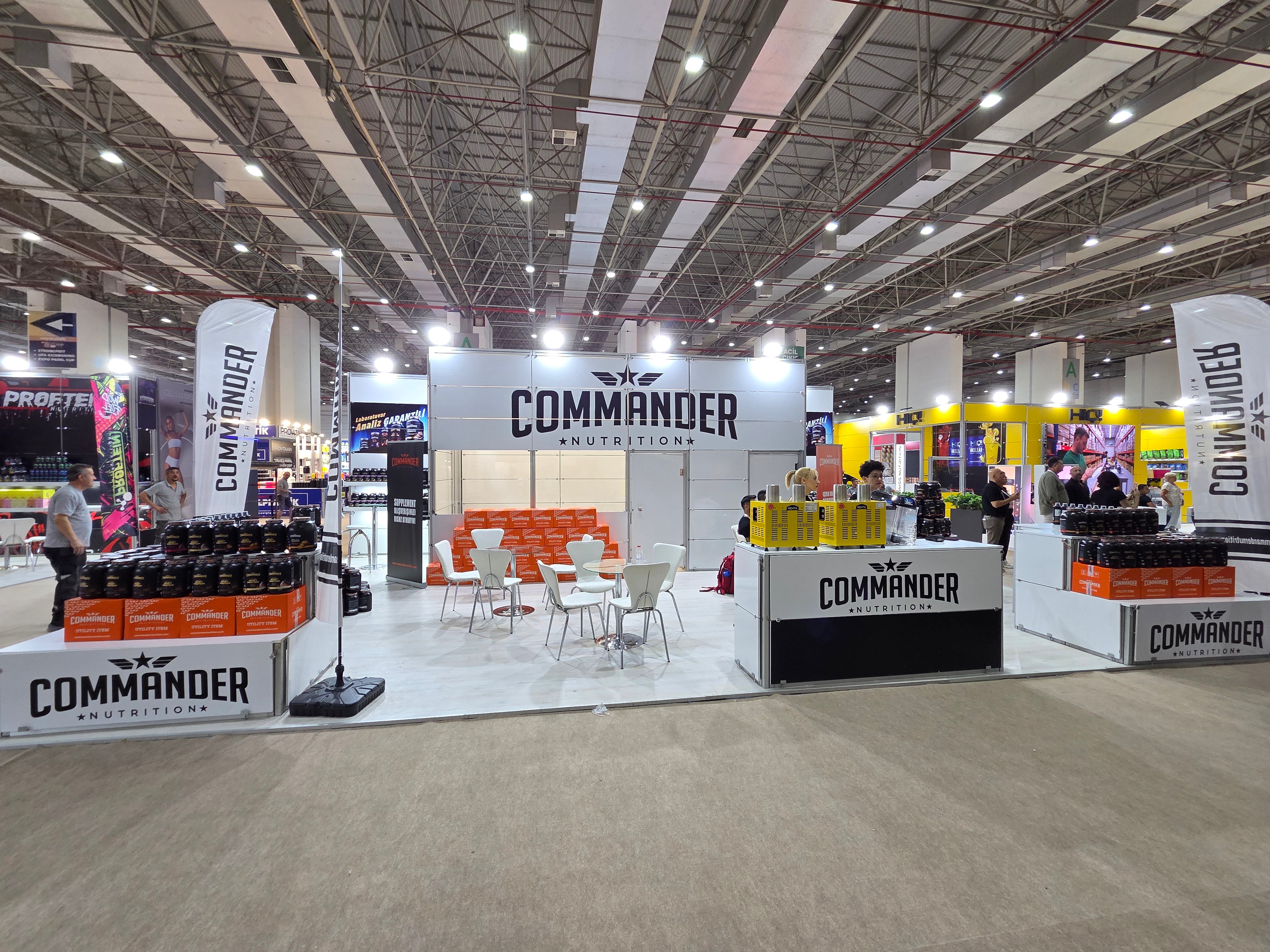 Commander Nutrition Expo Sport fuarlarında, kurmuş olduğumuz standar ile kullanıcılarımız WPC80 Whey Protein, Creatine, Gainer gibi ürünlerimizi deneyimleyebiliyor.